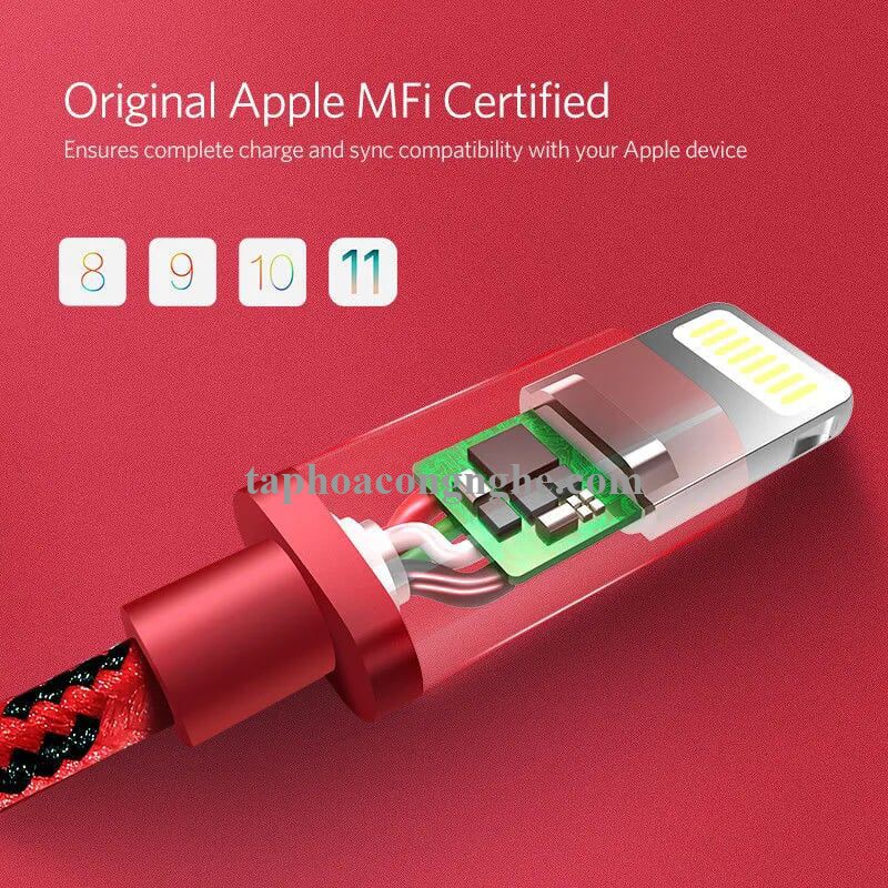 Ugreen 40478 0.5M màu Đỏ Cáp Lightning sạc + truyền dữ liệu cho iPhone US247 30040478